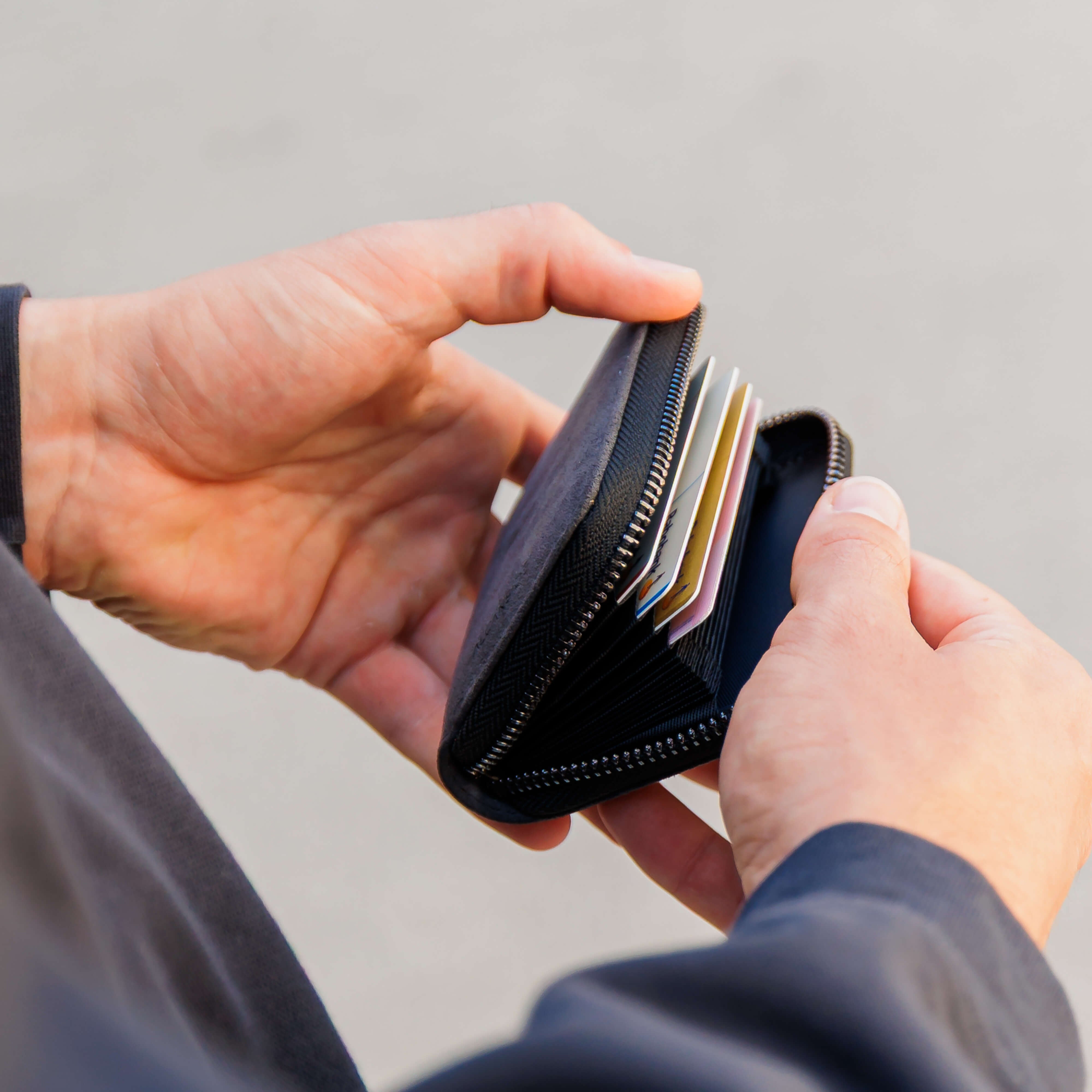 Credit Card - Alcantara Zipper Wallet - Space Grey